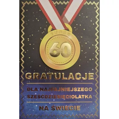 Karnet Urodziny 60 medal męskie