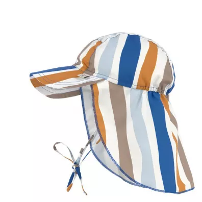 Lassig Czapka przeciwsłoneczna z daszkiem i osłoną karku UV80 Splash & Fun Fale blue/nature, rozm. 46/49