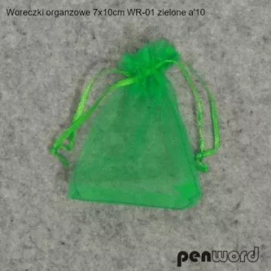 Woreczki organzowe zielone 7x10cm 10szt