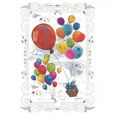 Karnet 12x18cm + koperta Prezent i balony
