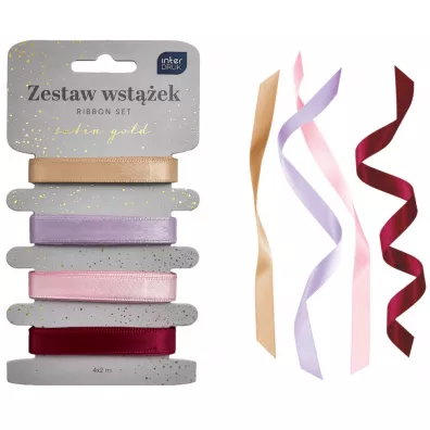 Interdruk Zestaw wstążek Satin Gold 4 x 2m