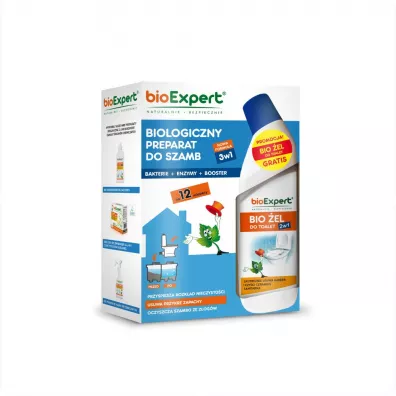 bioExpert Zestaw: Preparat do szamb i Bio żel do toalet 2w1 gratis 1 kg + 500 ml