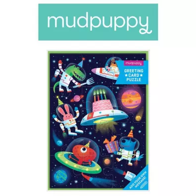 Mudpuppy Puzzle-kartka z życzeniami 12 el. Kosmos/Rekin mix