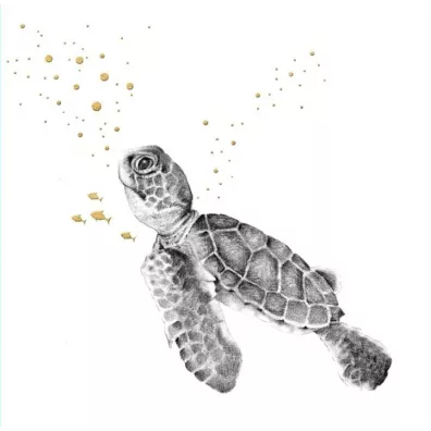 Clear Creations Karnet złocony kwadrat CL3823_BL Pływający żółw