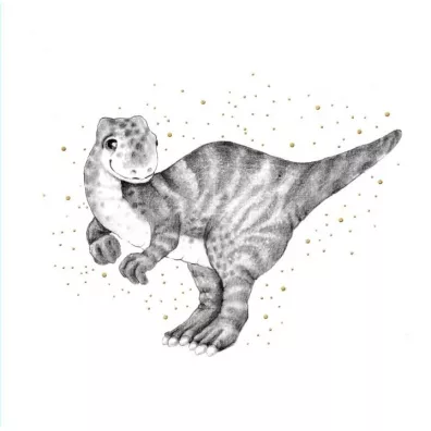 Clear Creations Karnet złocony kwadrat CL3824_BL Dinozaur