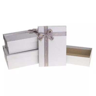 Pudełko prezentowe z kokardą 3szt beżowy ROZETTE