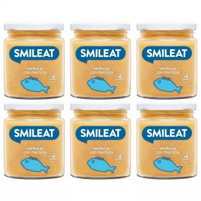 Smileat Słoiczek z ekologicznymi warzywami i morszczukiem po 6 miesiącu Zestaw 6 x 230 g