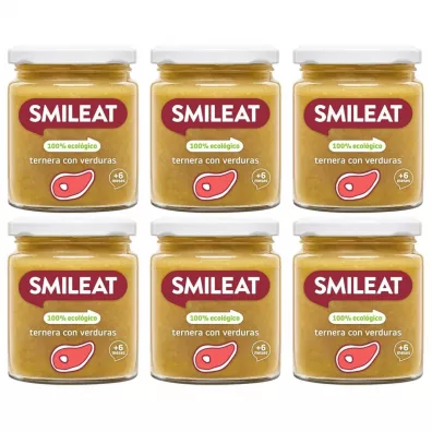 Smileat Słoiczek z ekologiczną cielęciną i warzywami po 6 miesiącu Zestaw 6 x 230 g Bio