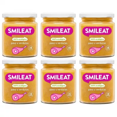 Smileat Słoiczek z ekologicznym indykiem i warzywami po 6 miesiącu Zestaw 6 x 230 g Bio