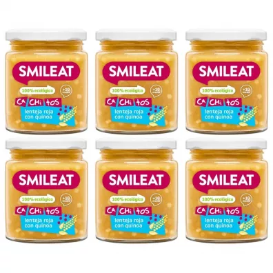 Smileat Słoiczek z ekologicznymi małymi kawałkami soczewicy i komosą ryżową po 10 miesiącu Zestaw 6 x 230 g Bio
