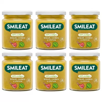 Smileat Słoiczek z ekologicznym brokułem, jagnięciną i pasternakiem po 6 miesiącu Zestaw 6 x 230 g Bio
