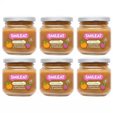 Smileat Deser z ekologicznymi brzoskwiniami i malinami po 6 miesiącu Zestaw 6 x 130 g Bio