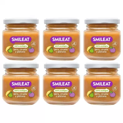 Smileat Deser z ekologicznymi gruszkami, śliwkami i bananami po 6 miesiącu Zestaw 6 x 130 g Bio