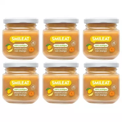 Smileat Deser wieloowocowy z ekologicznym mango po 6 miesiącu Zestaw 6 x 130 g Bio