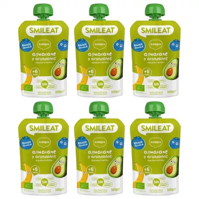 Smileat Mus z ekologicznymi jagodami i awokado po 6 miesiącu Zestaw 6 x 100 g Bio