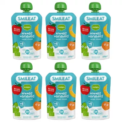 Smileat Mus ekologiczny wieloowocowy po 6 miesiącu Zestaw 6 x 100 g Bio