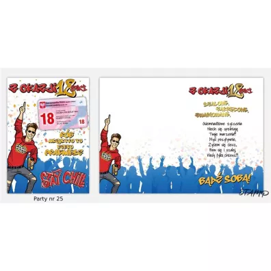 Stamp Karnet Party B6 + koperta wzór nr 25 Urodziny 18