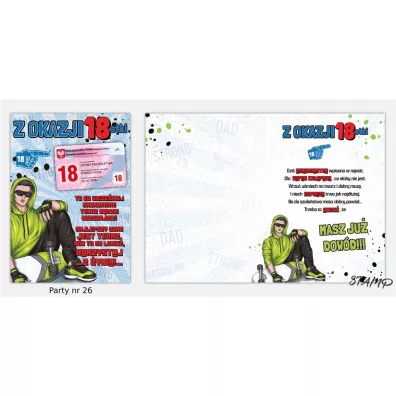 Stamp Karnet Party B6 + koperta wzór nr 26 Urodziny 18