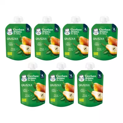 Gerber Organic Deser w tubce gruszka po 4. miesiącu Zgrzewka 7 x 80 g Bio