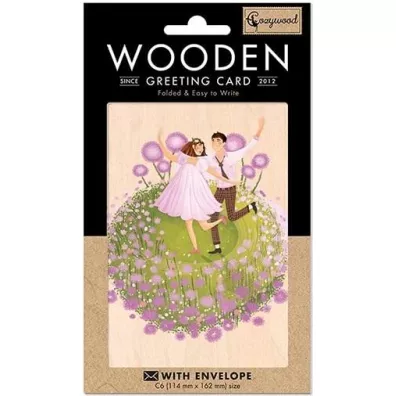 Cozywood Karnet drewniany C6 + koperta Ślub Polana