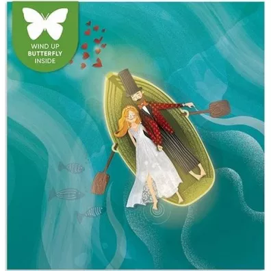 Cozywood Karnet kwadrat z latającym motylkiem Ślub Para w..