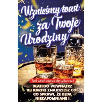 Karnet Urodziny z nakładką na butelkę