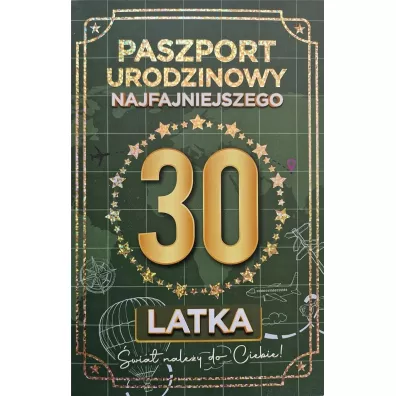 Karnet Urodziny 30 Nowy paszport męskie