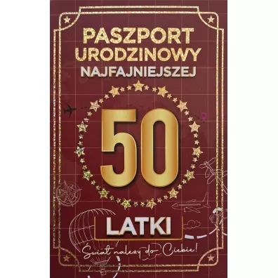 Karnet Urodziny 50 Nowy paszport damskie