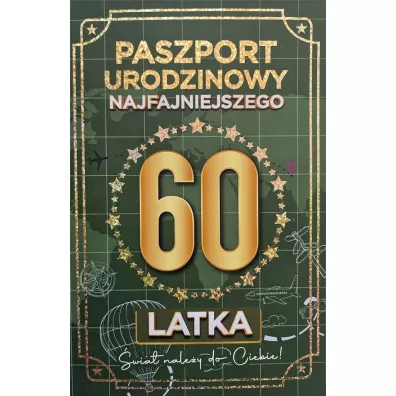 Karnet Urodziny 60 Nowy paszport męskie