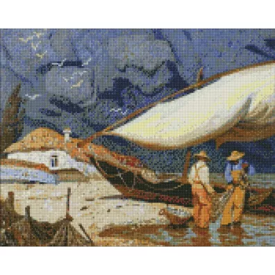 Ideyka Diamentowa mozaika - Rybacy 40x50cm