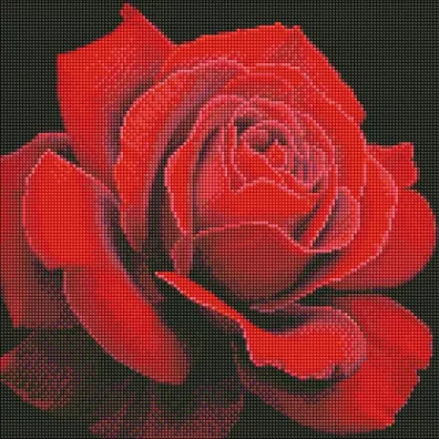 Ideyka Diamentowa mozaika - Czerwona róża 40x40cm