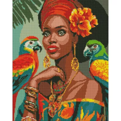 Ideyka Diamentowa mozaika - Afrykańska fashionistka 40x50