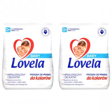 Lovela Baby hipoalergiczny proszek do prania ubranek niemowlęcych i dziecięcych do kolorów Zestaw 2 x 1.3 kg
