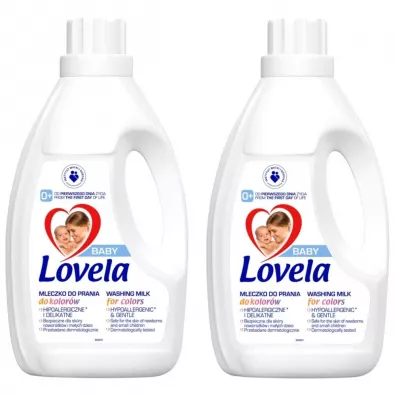 Lovela Baby hipoalergiczne mleczko do prania ubranek niemowlęcych i dziecięcych do kolorów Zestaw 2 x 1.45 l