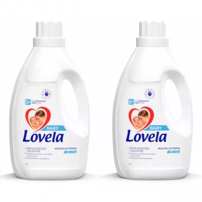 Lovela Baby hipoalergiczne mleczko do prania ubranek niemowlęcych i dziecięcych do bieli Zestaw 2 x 1.45 l