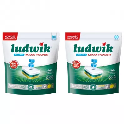 Ludwik All In 1 Tabletki do zmywarek Lemon Maxx Power Zestaw 2 x 80 szt.