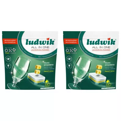 Ludwik All in one tabletki do zmywarek Lemon Zestaw 2 x 80 szt.