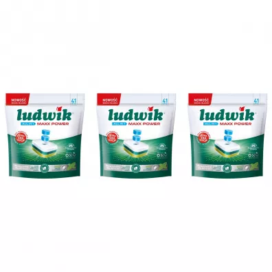 Ludwik Tabletki do zmywarek All in 1 Maxx Power Mint Zestaw 3 x 41 szt.