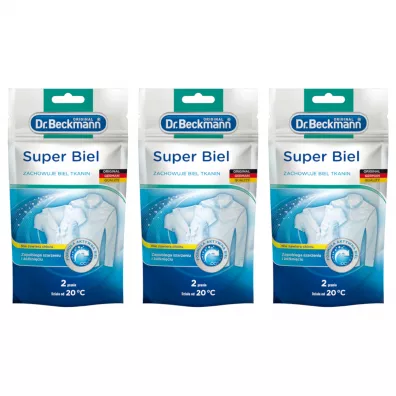 Dr. Beckmann Super Biel - Zachowuje biel tkanin Zestaw 3 x 80 g