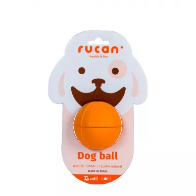 Rucan Ball Medium Orange - M, średnio twarda, pomarańczowa piłka na przysmaki dla psa