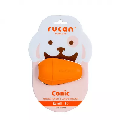 Rucan Conic Medium Orange - M, średnio twarda, pomarańczowa zabawka na przysmaki dla psa