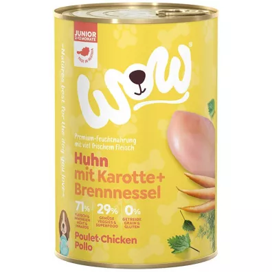 Wow Junior Huhn - kurczak z marchewką i pokrzywą dla szczeniąt 400 g