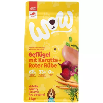 Wow Mini Junior Geflugel - drób i łosoś z marchewką i buraczkami dla szczeniąt małych ras 1 kg