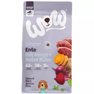 Wow Mini Senior Ente - kaczka z miętą i buraczkami dla starszych psów małych ras 1 kg