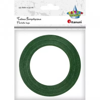 Titanum Taśma florystyczna ciemnozielona 12mm x 27m