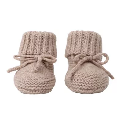 Lodger Buciki niechodki z wełny merino 100% jasnobeżowe Fleece Beige 6-12 mies.