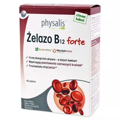 Physalis Żelazo + witamina B12 forte Suplement diety 45 tab.