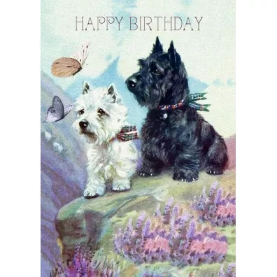 Karnet B6 z kopertą Urodziny 2 Szkockie Teriery