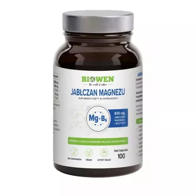 HempKing Jabłczan magnezu + witamina B6 Suplement diety 100 kaps.