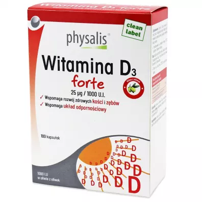 Physalis Witamina D3 forte Suplement diety 100 kaps.